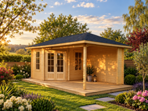 MeggyPro Corner Log cabin Gazebo 5.8m x 3m (40mm)