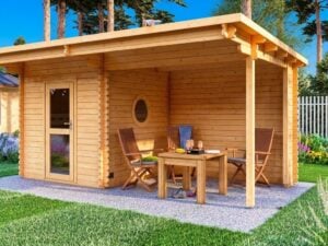 Garden Outdoor Sauna with side porch May 5.1m x 2.4m