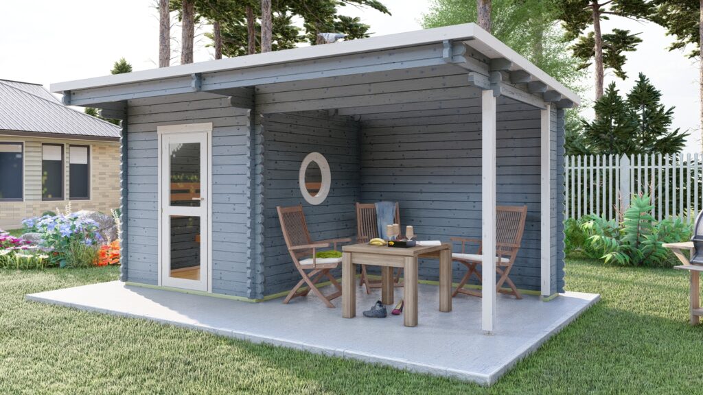 Garden Outdoor Sauna with side porch May 5.1m x 2.4m - AL Timber