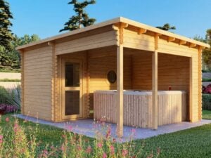 Garden Outdoor Sauna with side porch Rew 5.1m x 3.6m