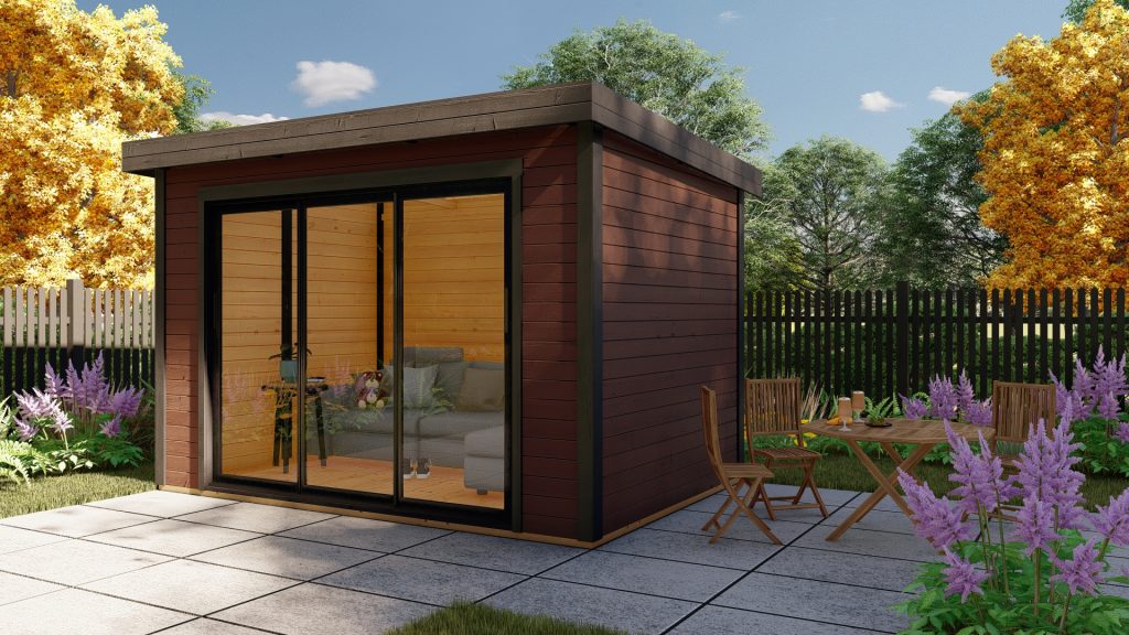 Garden Office with sliding doors Dallas 3.6m x 2.4m (28mm) - AL Timber