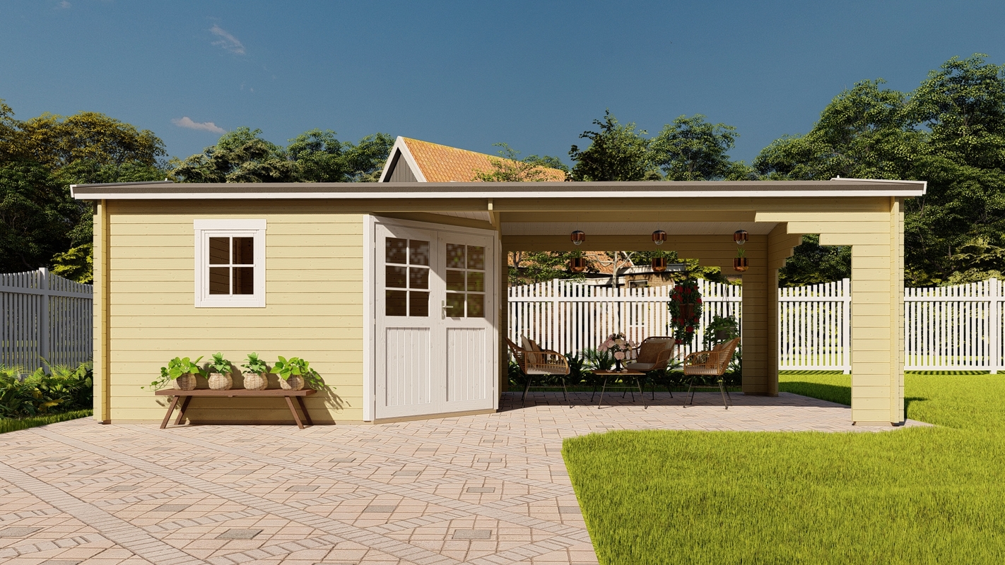 Garden Office Milano with porch 3.9m x 3.9m +3.9m (40mm) - Image 4