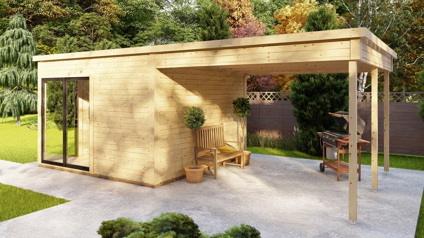 Garden Office with Side Porch CalixProMax 3.6m x 3.7m+3.6m (45mm) - Image 3