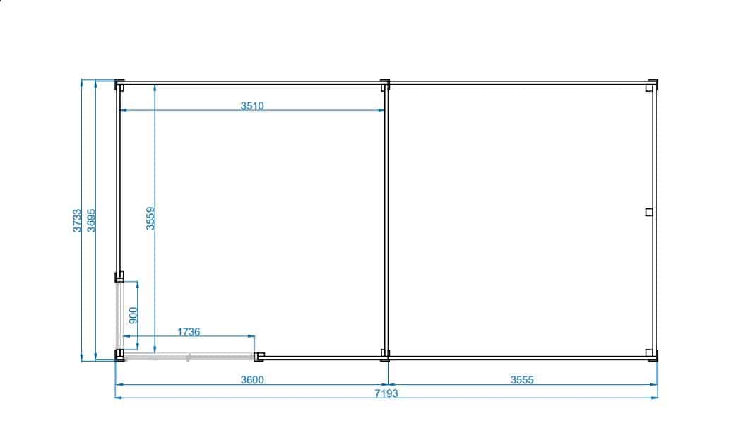 Garden Office with Side Porch CalixProMax 3.6m x 3.7m+3.6m (45mm) - Image 4
