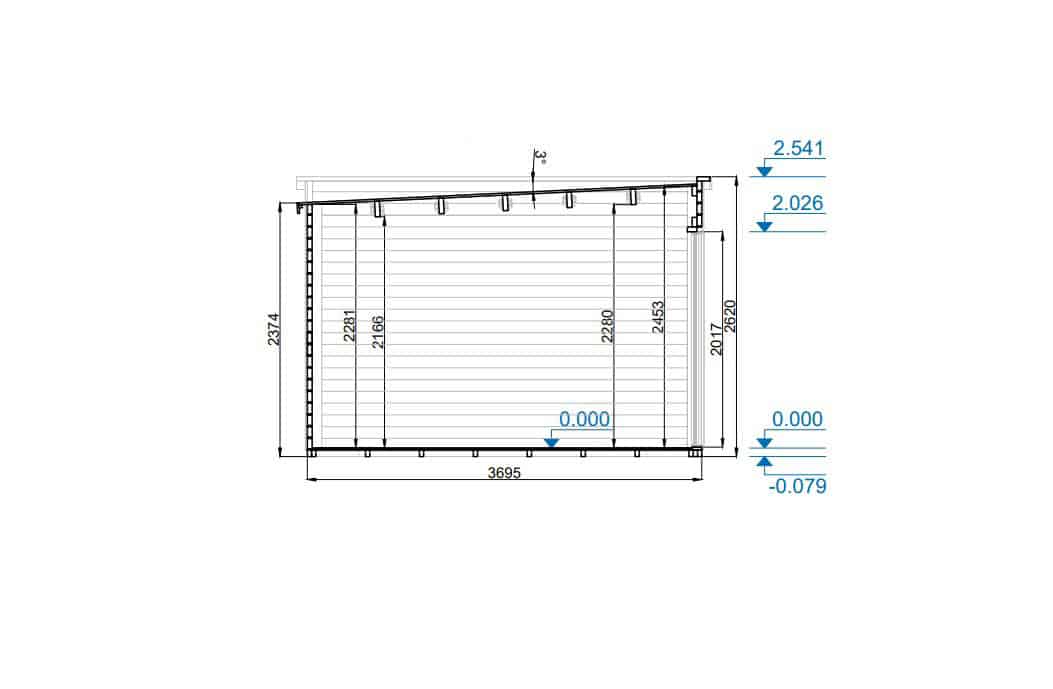 Garden Office with Side Porch CalixProMax 3.6m x 3.7m+3.6m (45mm) - Image 6