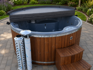 AcrylA Oakmere Acrylic Hot Tub with integrated stove