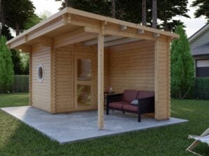 Garden Outdoor Sauna with side porch Norah 5.1m x 2.4m
